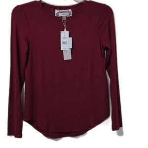 Cupio Rhododendron Maroon Julianna Tee Viscose Long Sleeve Top Size SMALL Women
